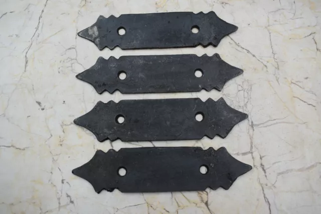 Vintage Cast iron gate door dummy hinges Vintage french head barn rusty 4 pcs