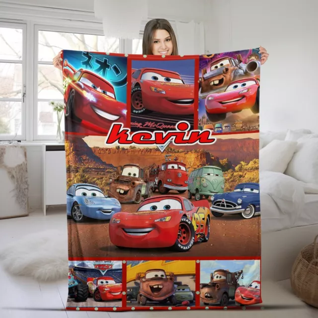 Personalized Cars Movies Blanket, Lightning Mcqueen , Disney Pixar Cars Characte