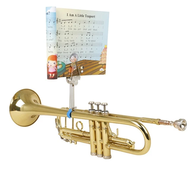 Silver Metal Trumpet Marching Lyre for Concerts and Traveling Musicians