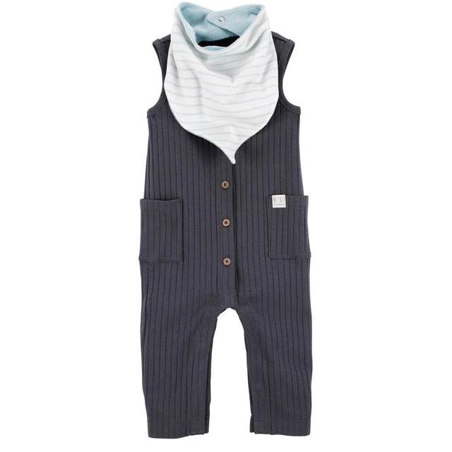 Baby Boys Carter's 2-Piece Jumpsuit & Bandana Bib Set Size NB 3 mo 6 mo 9 mo NWT