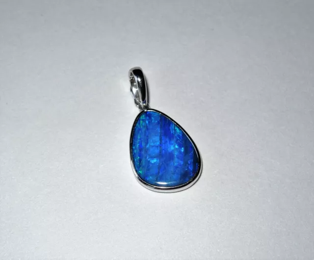 Gorgeous Large Boulder Australian Natural Opal 14K White Gold Pear Shape Pendant