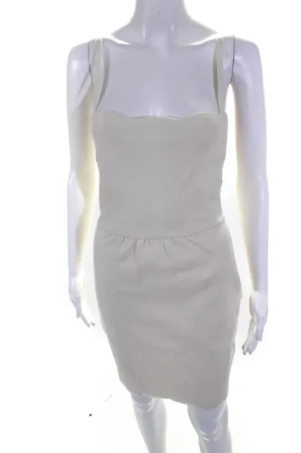 Christian Dior Womens Scalloped Hem Mini Knit Sheath Dress Ivory Size FR 36