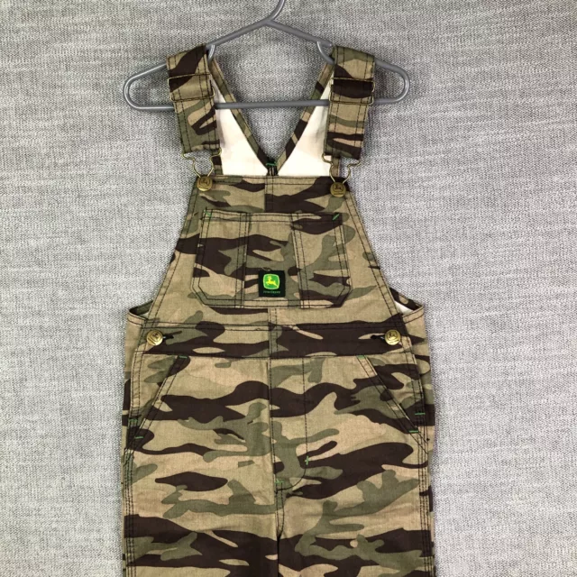 John Deere Coveralls Boys 4T Toddler Green Camo Bibs One Piece Pockets Outdoors