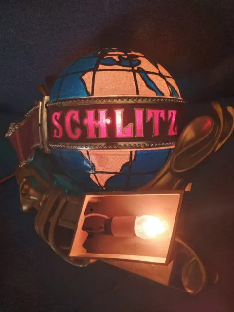 Schlitz Beer Sign Lamp Golden Statue World Globe