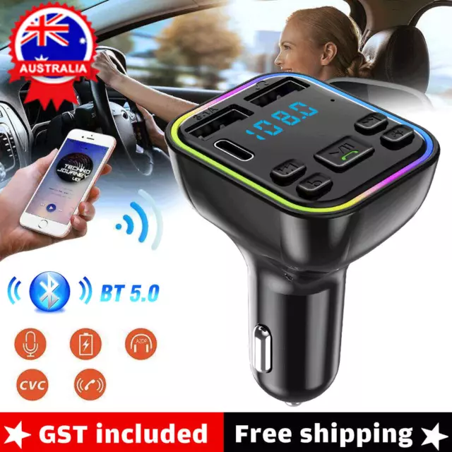 5.0 Bluetooth Radio Car Kit Wireless FM Transmitter Dual USB Charger MP3 Player