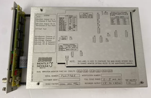 Bently Nevada 3300/15 Dual Vibration Monitor 3300/15-02-02-02-00-00-00 78392-01