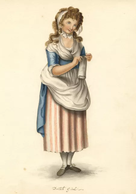 Dutch Girl – Original early 19th-century watercolour painting