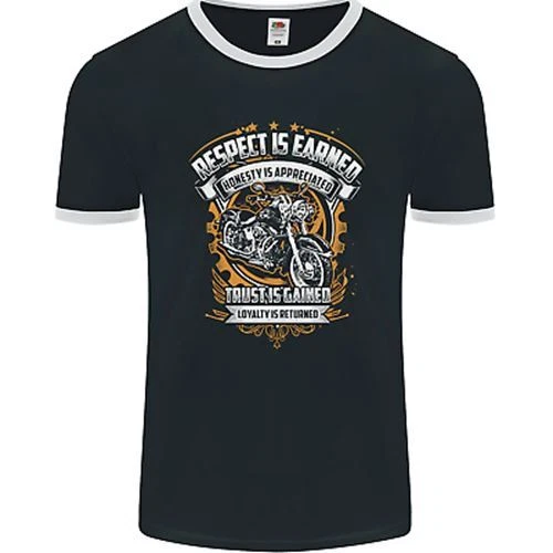 Respect Earned Motorcycle Motorbike Biker Mens Ringer T-Shirt FotL
