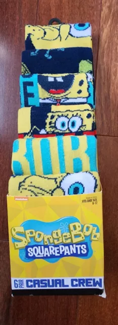 SPONGEBOB Men's Casual Crew Socks 6 Pairs (Size 8-12)  New