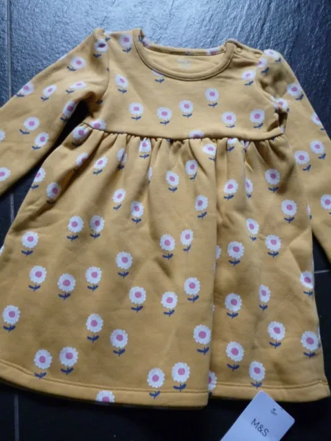 Girls Yellow Daisy Print Long Sleeve Dress Age 18-24 MTHS.MARKS AND SPENCER.NEW