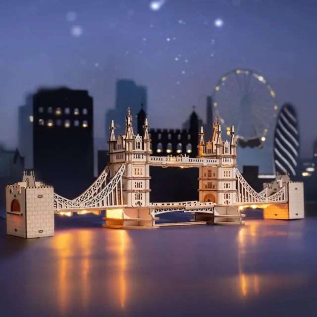 Rolife LED London Tower Bridge 3D Holz Puzzles Home Decor Erwachsene Geschenk