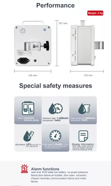 Contec LCD Portable Infusion Pump Liquid  Flow Control IVSet Alarm Fuction SP750 3