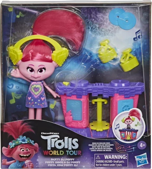 Trolls DreamWorks World Tour Party DJ Poppy Fashion Doll with Musical DJ Station