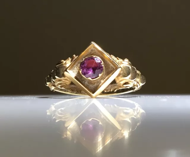 Georgian Unusual Pink Corundum Gold Ring