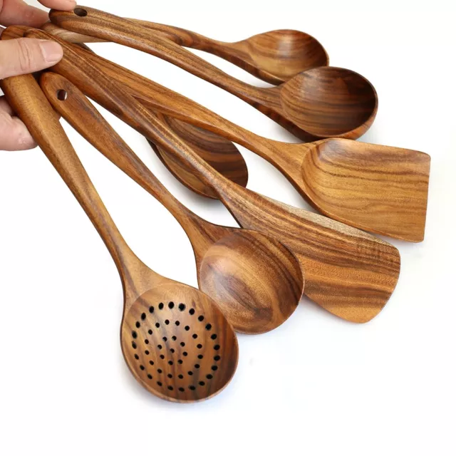 Wooden Soup Spoon Long Scoop Rice Ladle Shovel Kitchen Cooking Utensils Tool UK