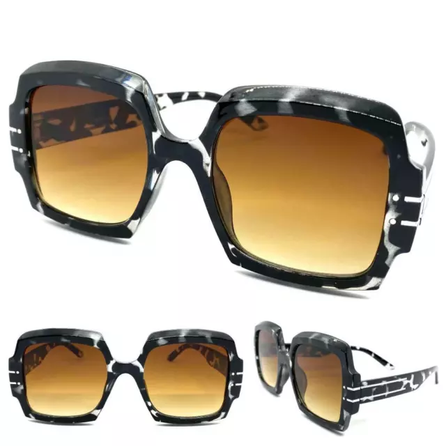 OVERSIZED EXAGGERATED VINTAGE RETRO Style SUNGLASSES Large Square Tortoise Frame