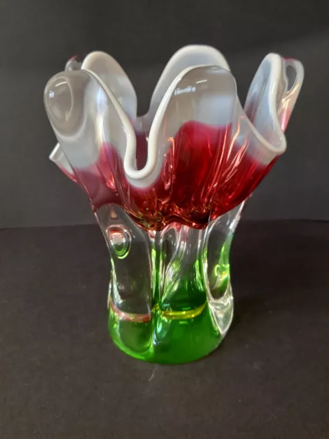 Bohemian Glass Vase Chribska Handblown Art Josef Hospodka 1970s Czech Sommerso