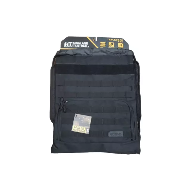 Highland Tactical Heavy Duty Drawstring Sling Strap Molle Webbing Sackpack Black