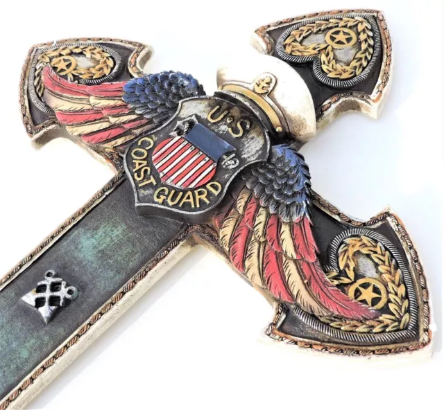 US Coast Guard Angel Wings Cross 14x 8 1/2 Inches New Polyresin 2