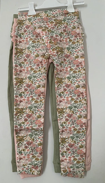 bnwt 3x girls 6-7 Yrs Billie Faiers Floral Print Leggings Pink Pointelle Bottoms
