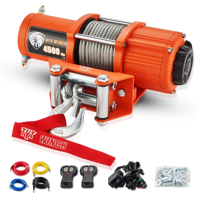 TYT Electric Winch 4500LBS 12V Steel Cable ATV UTV Boat 4WD Remote Control USA