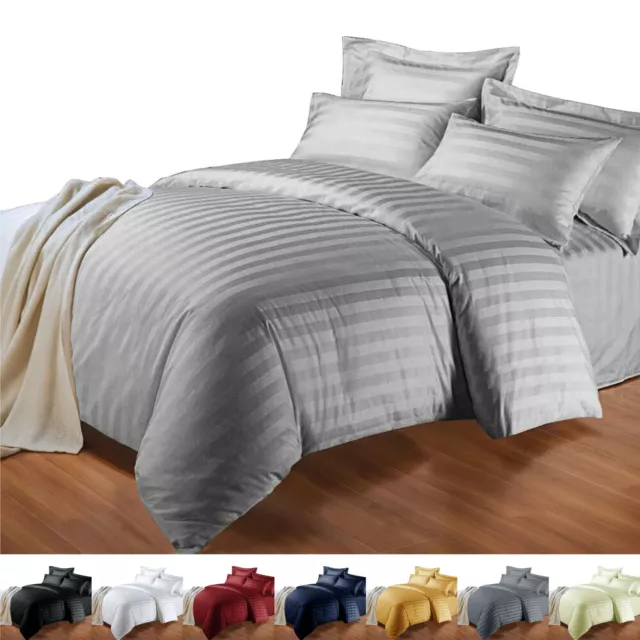 Reversible Satin Duvet Quilt Cover Bedding Set Single Double King Size Bed Linen