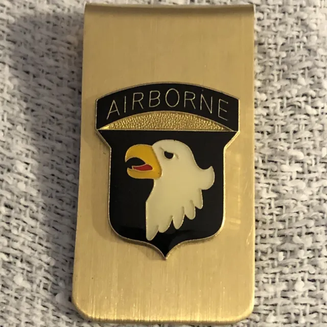 US ARMY 101st Airborne Division Gold Money Clip Screaming Eagles New
