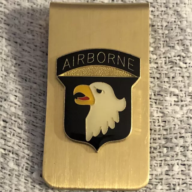 US ARMY 101st Airborne Division Gold Money Clip Screaming Eagles New