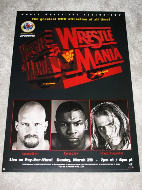 Wrestlemania XIV 1998 Original Poster Vintage MIKE TYSON, Steve Austin, WWF