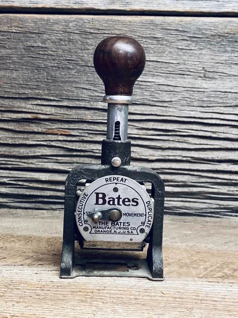 Vintage Bates Numbering Machine 6 Wheels Style E, Mid Century Office Stamp