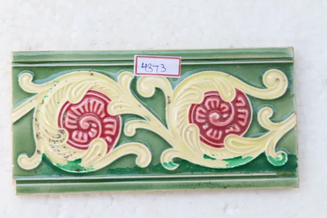 Japan antique art nouveau vintage majolica border tile c1900 Decorative NH4373 6