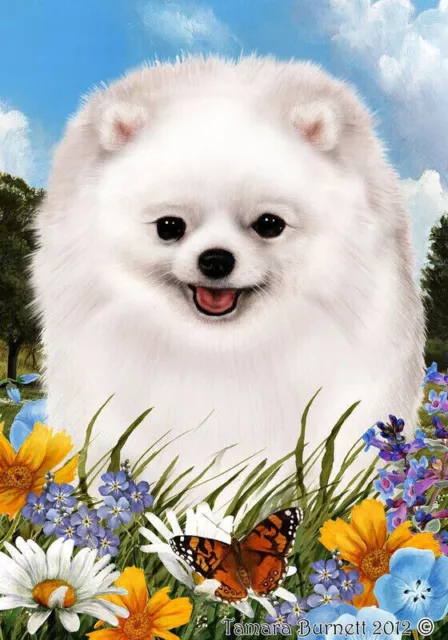 Summer Garden Flag - White Pomeranian 184331