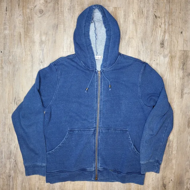 Mens Peter Millar Blue Full Zip Hoodie Sweatshirt Size Large - Denim Look Finish