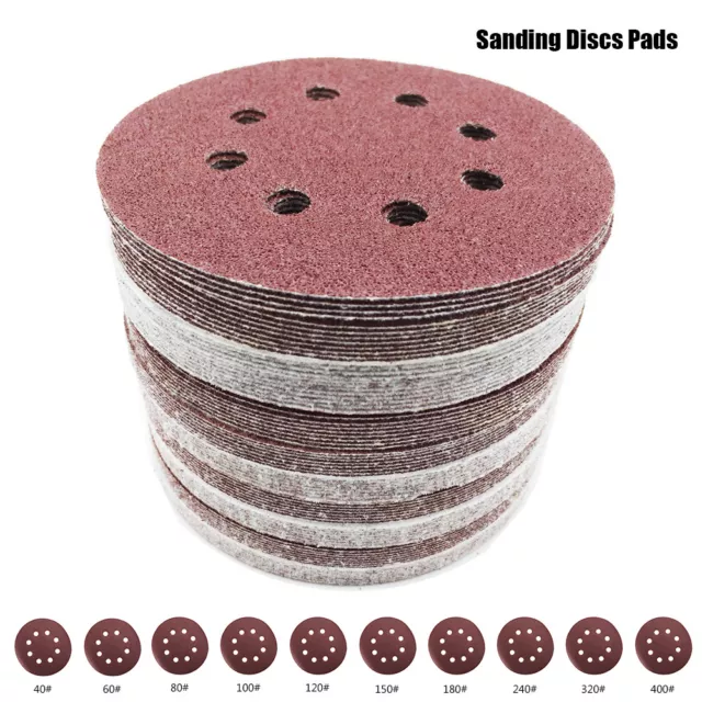 80x Sanding Discs Pads 125mm 40-400 Mixed Orbital Sander Hook Loop Sand Paper UK