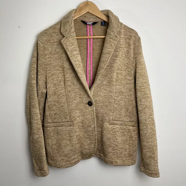 Lands End Camel Heather Sweater Fleece Blazer Jacket Womens Med (10-12) Button