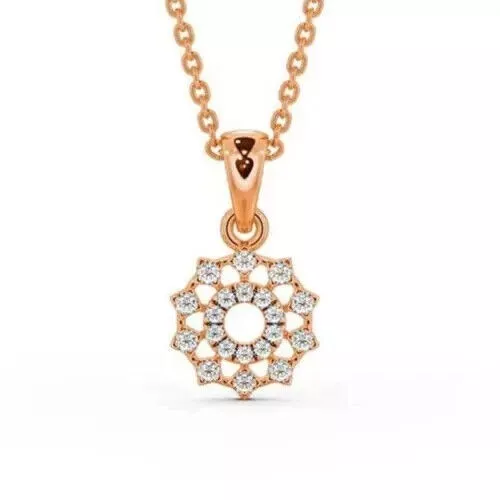 1.20 Ct Round Cut Lab-Crated Diamond Women Flower Pendant 14k Rose Gold Plated