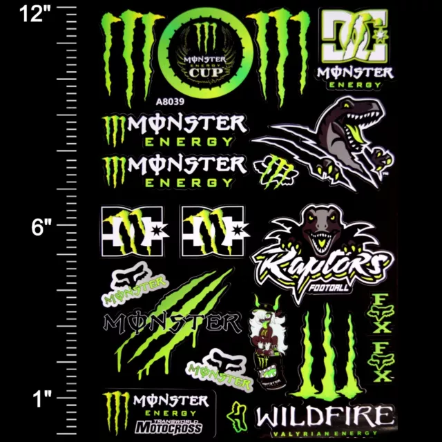 Monster Energy DC 18pc 12x10 Sticker Decal Sheet - MX Motocross ATV Dirt  Bike
