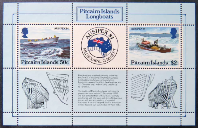 1984 Pitcairn Islands Stamps - Longboats - Ausipex '84 - Mini Sheet MNH