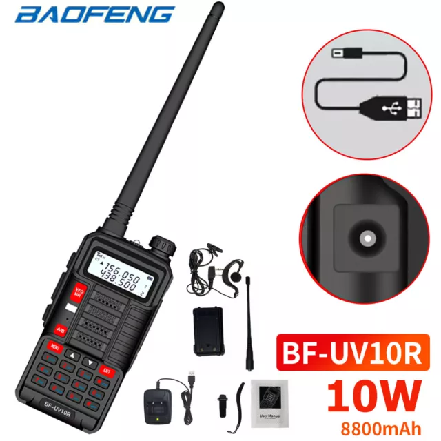 Baofeng Uv-10R 10W 128Ch Vhf Uhf Dual-Band Walkie Talkie Fm Ham Two-Way Radio