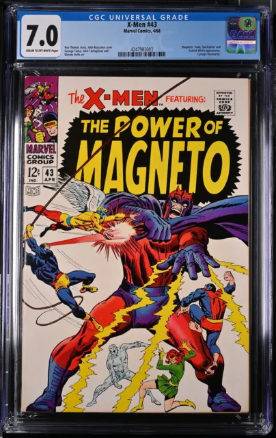 X-Men #43 CGC 7.0 1968 Magneto Quicksilver Scarlet Witch appearance NEW CGC CASE