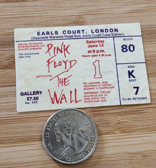 PINK FLOYD Sticker TICKET STUB STICKER Concert The WALL Wembley 1977 London