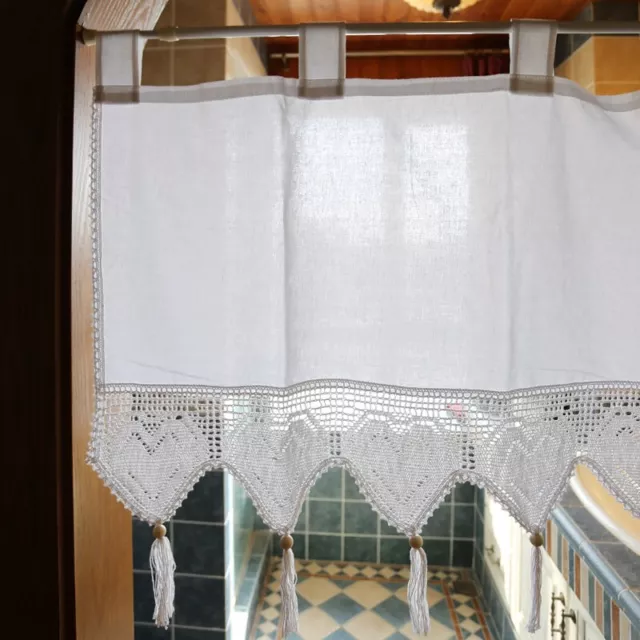 Vintage Tassel Half Curtain Short Kitchen Cafe Door Cabinet Window Drape Decor