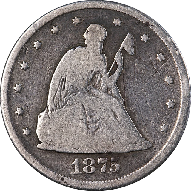 1875-CC Twenty (20) Cent Piece Nice G/VG Decent Eye Appeal Nice Strike