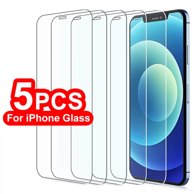 Screen Protector For iPhone 15 14 13 12 11 Pro X XR XS Max 8 7 SE Tempered Glass