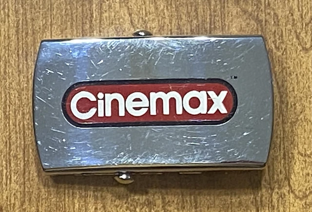 Rare Vintage Solid Brass Zippo Cinemax Belt Buckle Chrome Finish - Made in USA