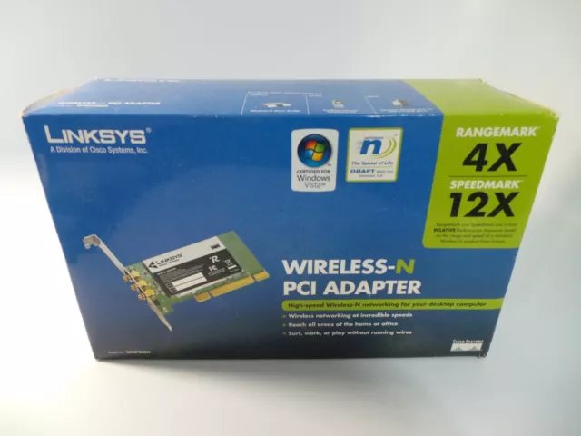 Linksys Cisco Wireless-N Pci Adapter Model Wmp300N Range Mark 4X/Speed Mark 12X