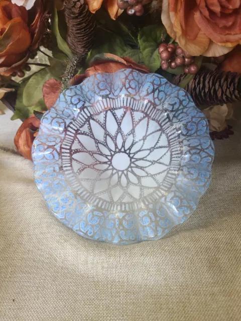 Sydenstricker Blue Lotus Mandala Fused Glass Bowl