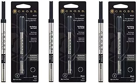 Cross Refill for Selectip Gel Roller Ball Pen, Black, 1 per Card (8523)...