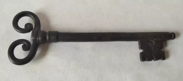 Antique 19th Large Century Hand Forged Iron Key 20 cm / 8 in