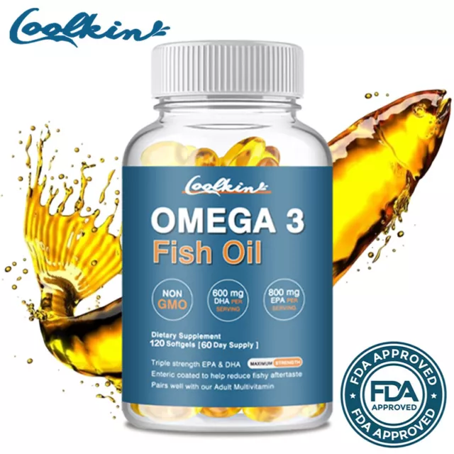 Omega 3 Fish Oil Capsules 2000mg - 3x Strength, Highest Potency - with EPA & DHA